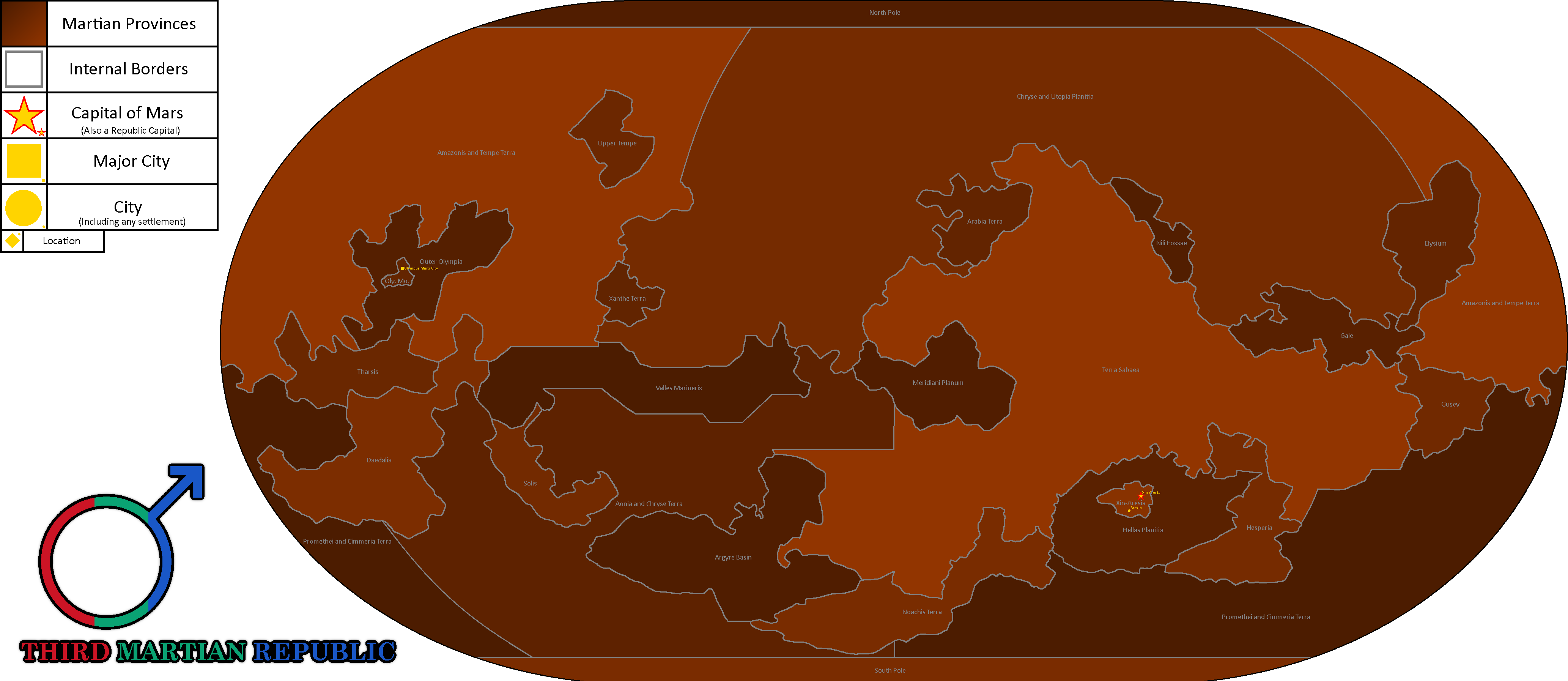 Map of the Third Martian Republic